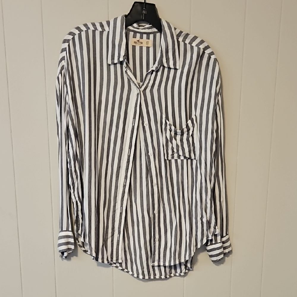 H&M Black and White Striped Casual Shirt